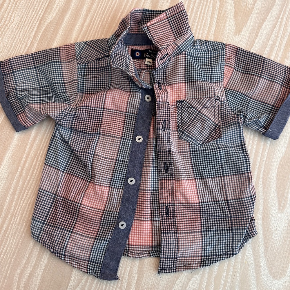 Ben Sherman Kids Plaid Shirt - Pink and Navy
